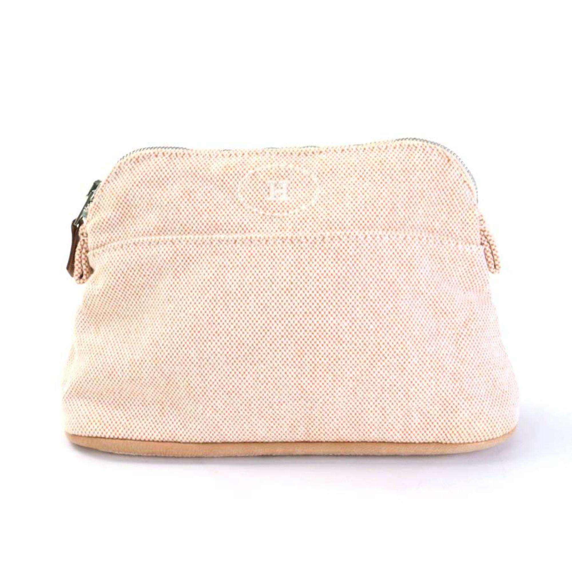 Hermes Pouch Multi-Case Bolide Cotton Orange/Off-White Silver Unisex
